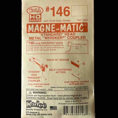 Kadee #146 Whisker  Metal Couplers with Gearboxes  Long (25/64'') Centerset Shank