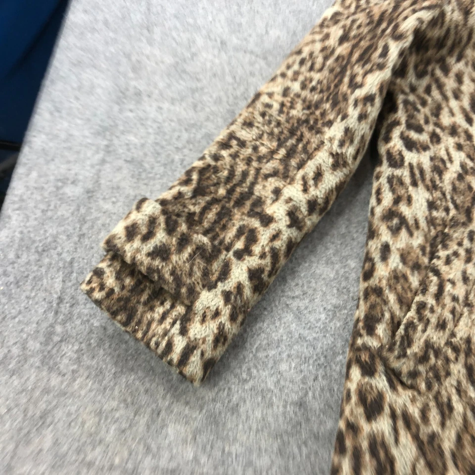 Chaqueta J Crew Mujer 00 Leopardo Guepardo Lana Top Abrigo Chaquetón Trinchera * Foto 3 de 4