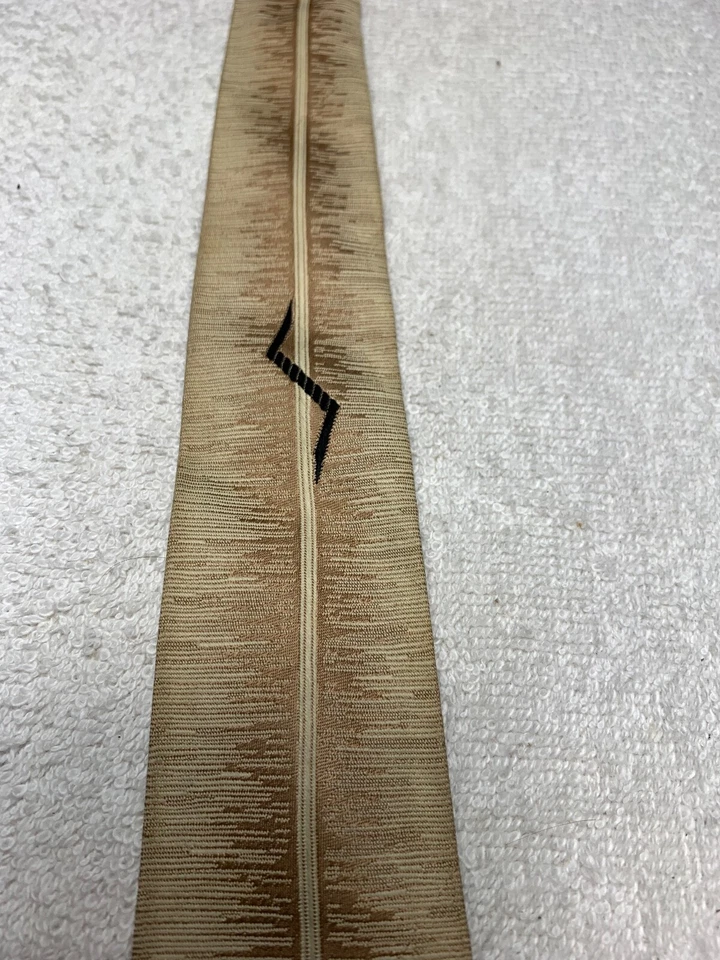 CORBATA VINTAGE PARA HOMBRE AÑOS 40-70 MODA DIVERTIDA BEIGE CON ORO 2,5 X 54 Foto 3 de 3