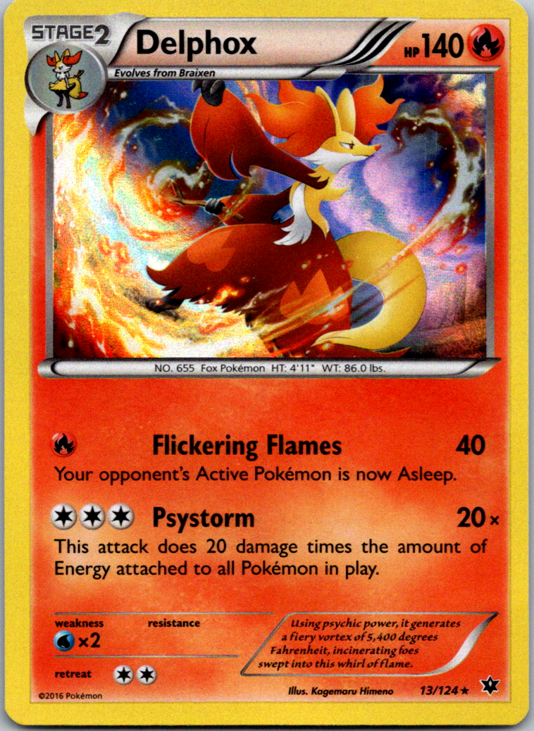 Delphox 13/124 Holo Rare XY Fates Collide Pokemon Card Near Mint