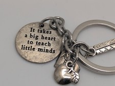 Teacher Appreciation Gift Keychain Apple Book Ruler Charms It takes a big heart