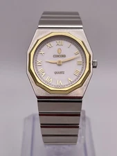 Concord Mariner SG Quartz 18k Gold Bezel Women’s Watch 15-62-148 New Battery