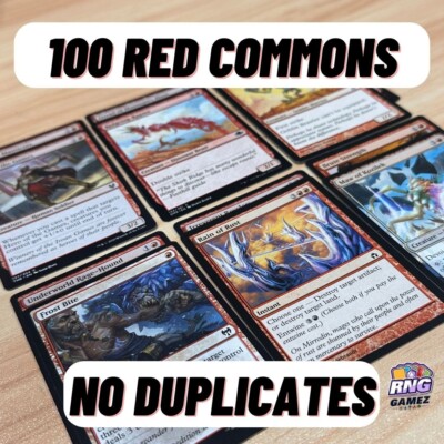 100 RED Magic the Gathering Cards Commons Bulk Lot NO DUPLICATES Commander | eBay 100 RED Magic the Gathering Cards Commons Bulk Lot NO DUPLICATES Commander | eBay