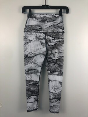 Evolution and Creation Yoga Pants Legging Women s S Gray & White Roses & Thorns