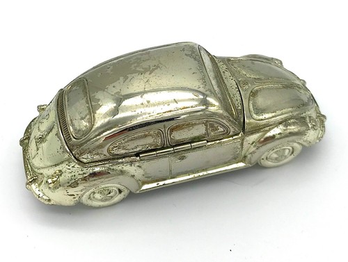 VW Oval Bug 1950ies Flip Top Beetle Table Lighter CHROME SILVER SPLIT 1200 KDF - Picture 8 of 12