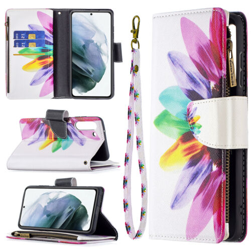 For Samsung S23 FE S22 S23 Ultra Magnetic Leather Zipper Wallet Stand Case Cover - Picture 55 of 66