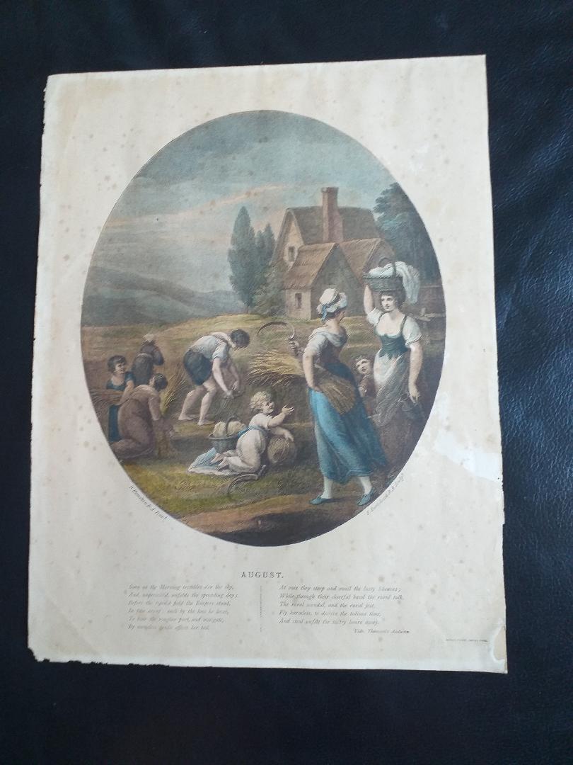 Bartolozzi F., two original etchings late 19th century "December" and "August" .