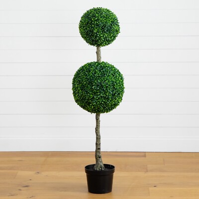 4.5  Artificial Boxwood Double Ball Topiary Tree UV Indoor/Outdoor. Retail $295