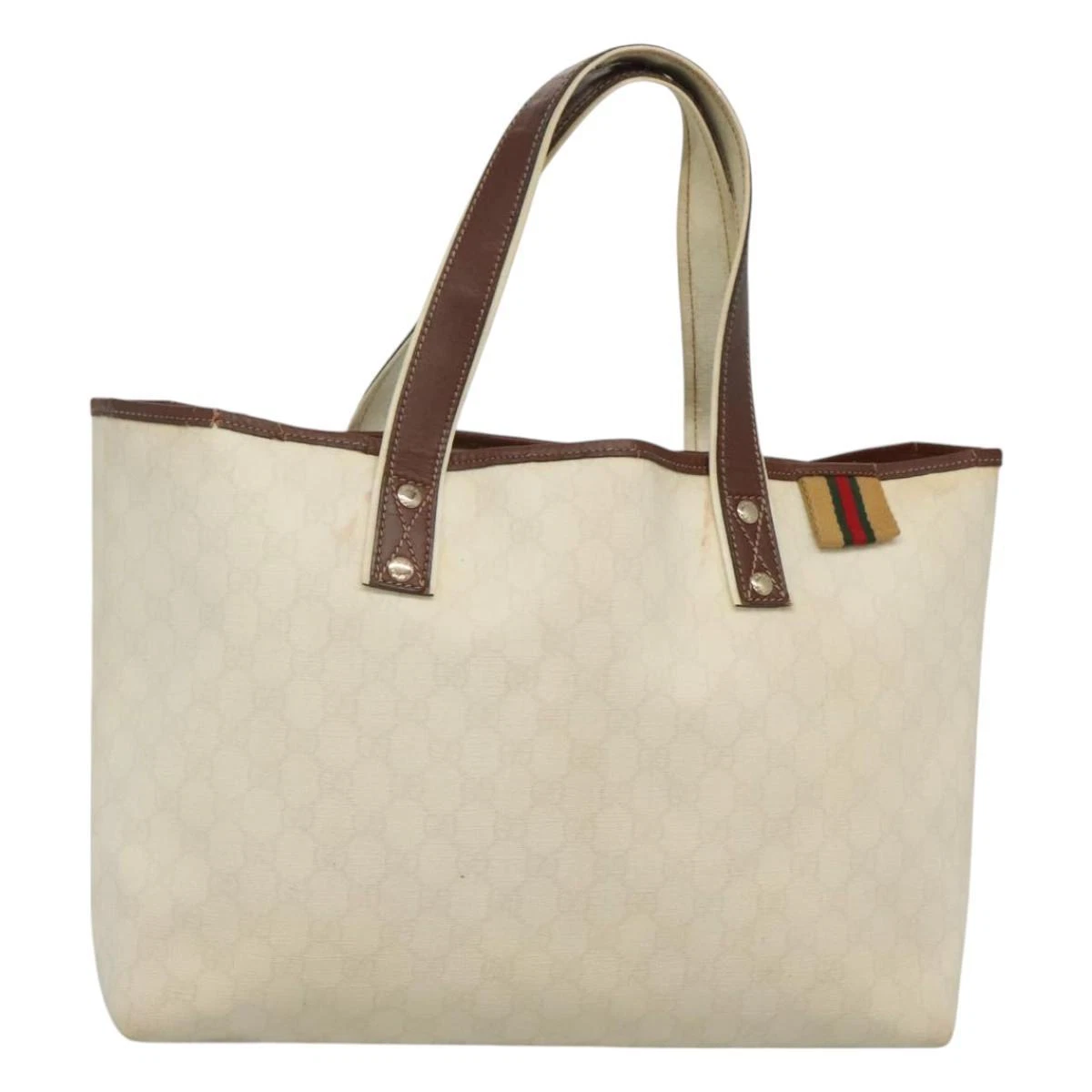 Sac fourre tout GUCCI GG Supreme Web Sherry Line PVC blanc vert rouge authentique bs24288