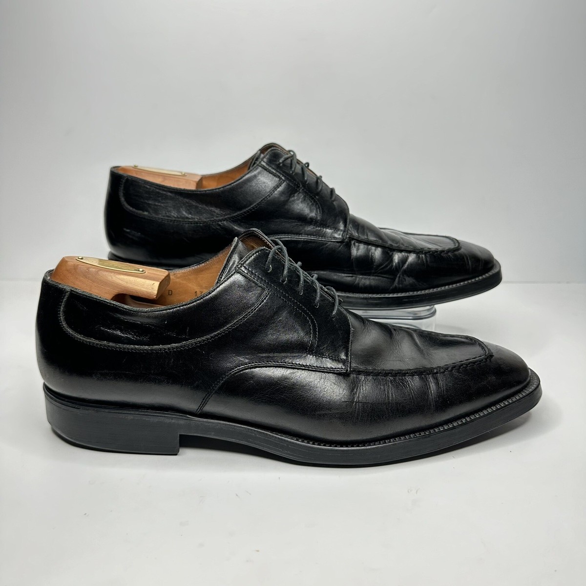 Santoni Apron Toe Derby Mens Size 13 D Black Made In Italy Leather