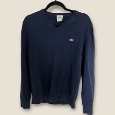Lacoste Sweater Men's 4 Pullover Navy Blue Long Sleeve CROCODILE MEASUREMENTS  
