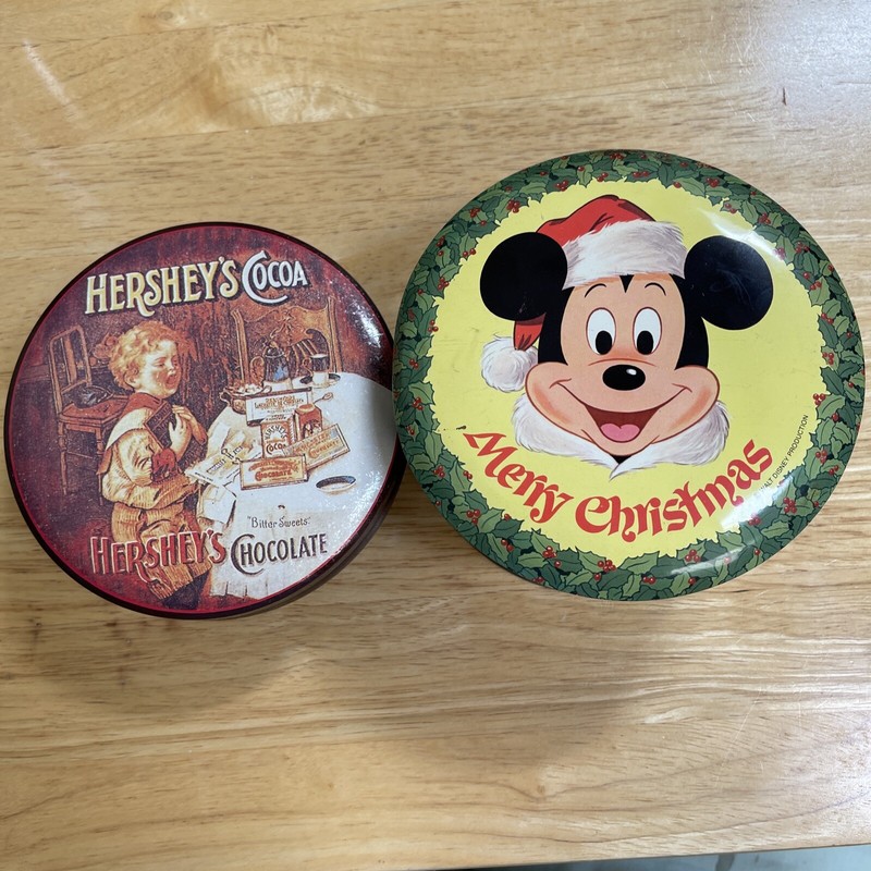 Two Vintage Hershey And Mickey Mouse Tins