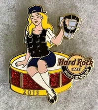 HARD ROCK CAFE YANKEE STADIUM SEXY BASEBALL CATCHER GIRL ON DRUM PIN # 70597