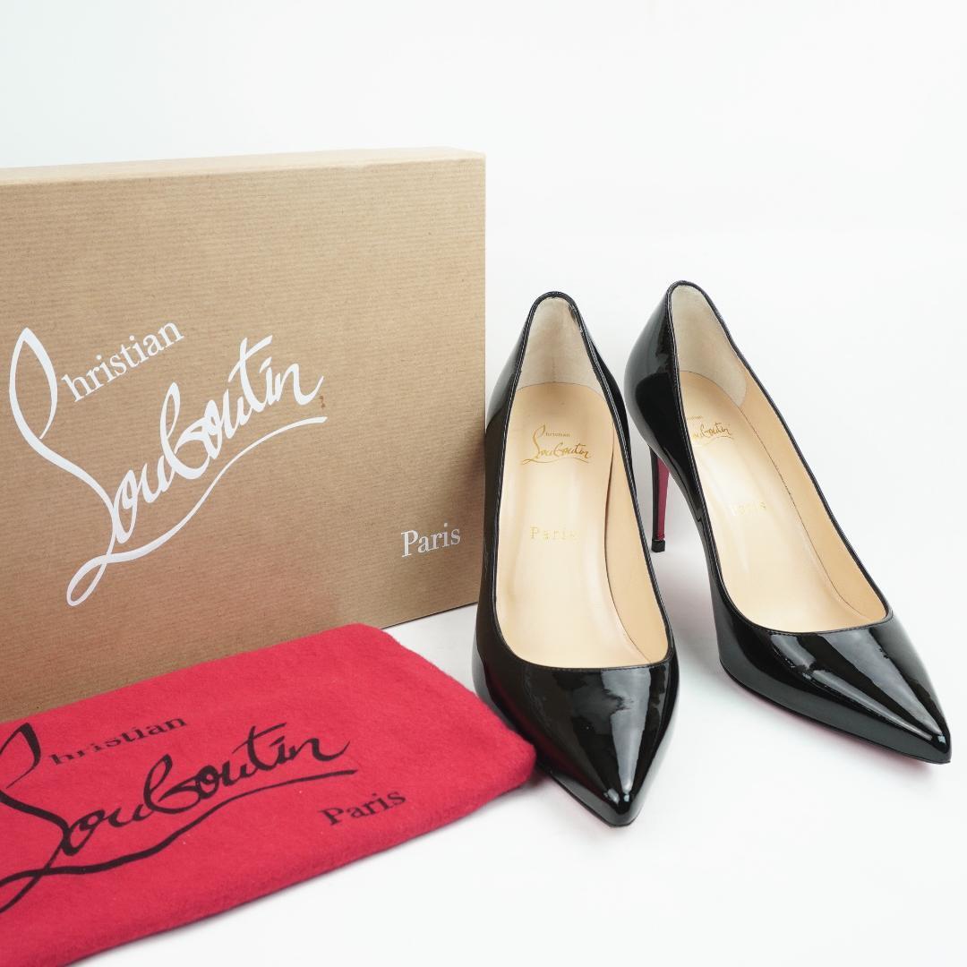 Christian Louboutin KATE 85 BLACK PATENT LEATHER Pointed Toe