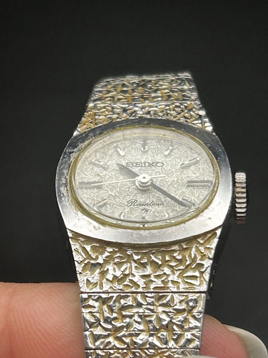 jantiques サロペット 白 vintage Vintage 1960s Ladies Seiko Rainbow White Gold Plated Watch