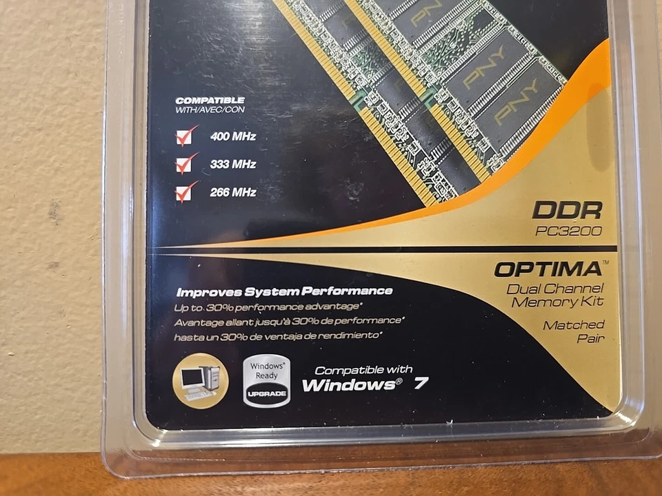 PNY MD2048KD1-400 V2 Optima Matched Pair 2GB (2) 1GB Dual Channel Memory Kit - Image 2 of 4