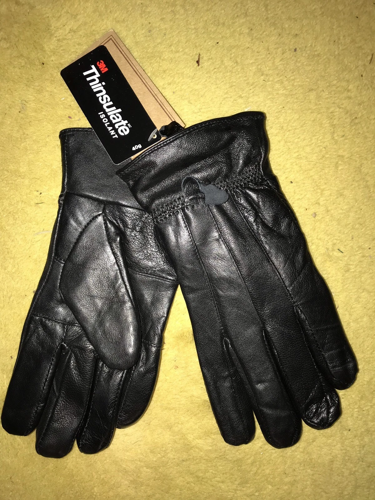 Women's Black Genuine Soft Leather Thinsulate Isolant Gloves Size M/L