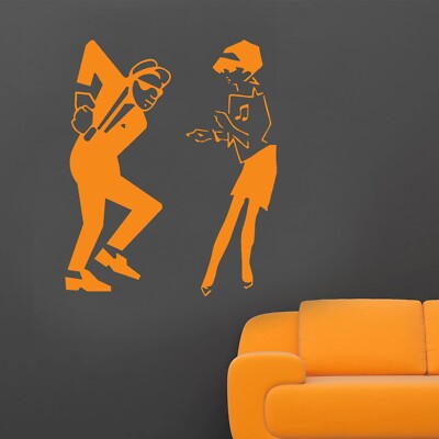Autocollant Mural Rétro 2 Tons - Danseurs Ska - Personnalisable - Format X-Large