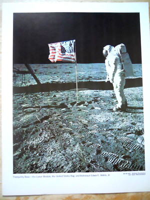Original NASA photo Tranquilty Base-US Flag  1969  11x14 ex. cond 69 HC-682