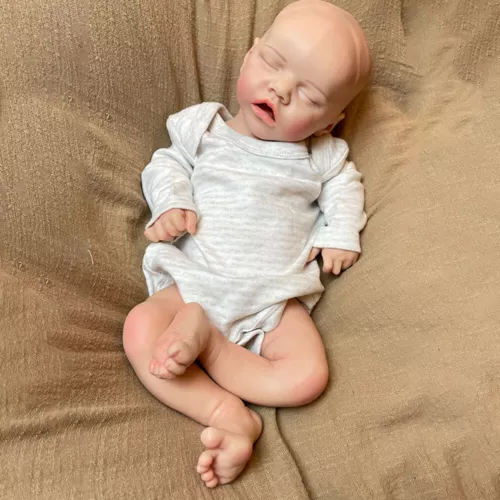 18 Zoll schlafende Reborn Puppe gewichtet 5,6 Pfund weiches Silikon Neugeborenes Baby Mädchen Weihnachtsgeschenk - Bild 11 von 21