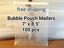 Lots of 100 7" x 8.5" BUBBLE OUT BAGS POUCHES SELF SEAL MAILERS BAGS WRAP CLEAR