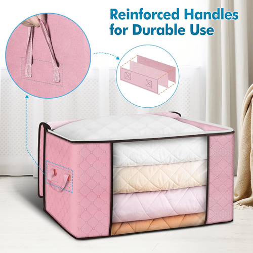 90 L Large Storage Bags, 8 Pack Clothes Storage Bins Foldable Closet Organizer S - Picture 3 of 12