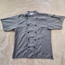 Chef Coat Happy Chef Women's Large Gray Double Breasted Breathable Zipper Pocket