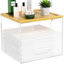 Disposable Face Towel Holder Box, Acrylic Facial Towel Container for XL Clean...
