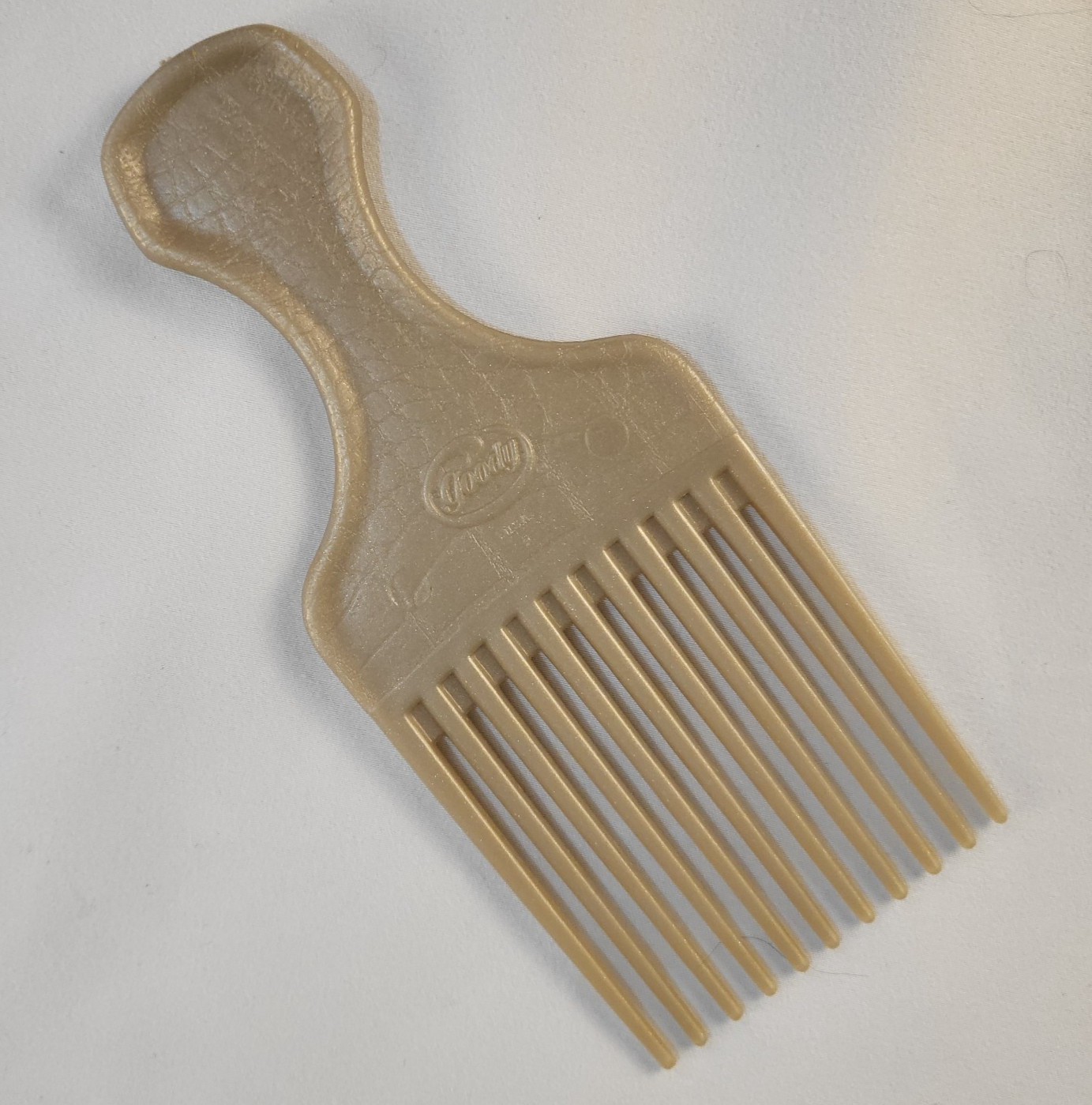 Vintage Goody Plastic Hair Pick Lift Comb Croc Textured Beige Made in USA