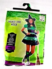 New Americas Costume Wicked Cool Witch Cosplay Costume Juniors Size M 7-9 Green