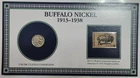 U.S.A. 🇺🇸 FIVE CENTS COIN "BUFFALO NICKEL" 1936 & CONSERVATION STAMP 1970 SET