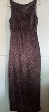 Vintage Y2K VERA WANG USA Purple Velvet Burnout Empire Maxi Dress 12 Sleeveless