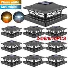 2-10PCS Solar Post Deck Cap Lights Outdoor Fence Dock 4x4/6x6 LED Lamp PVC Vinyl