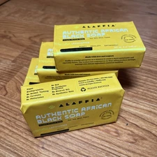Alaffia African Black Soap, Lemongrass Triple Milled Lot of 4 Charcoal Detox NEW