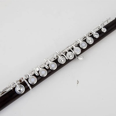 17 Holes Ebony Flute Open Hole Silver Plated E Key Grenadilla Wood Flute