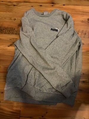 PUMA Gray M Pullover Sweatshirt Crew Neck Long Sleeve Solid Logo Men