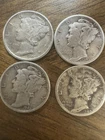 Lot Of 4. 90% Mercury Dimes Dated 1940 P & S 1943