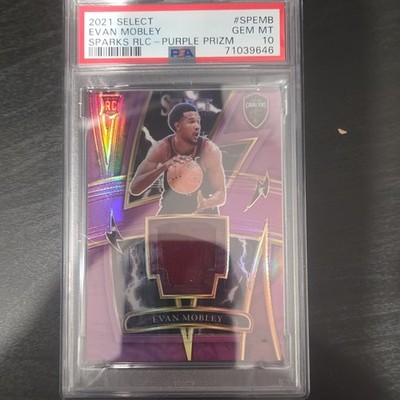Panini Select 21-22 Evan Mobley Sparks RLC Purple Prizm SP-EMB PSA 10 25/99 Rare