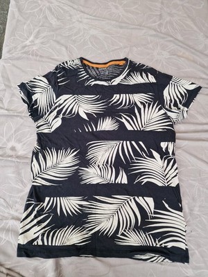 Modisches Herren T-Shirt von Livergy mit Palmenmuster Gr. M - Schwarz/Weiß