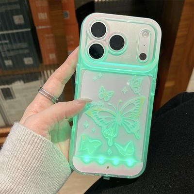 For iPhone 17 Pro Max 16 15 14 13 12 11 Luminous Butterfly Shockproof TPU Case
