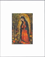 8X10" Matted Print Religious Christian Art Picture: Virgin Mother Mary Madonna