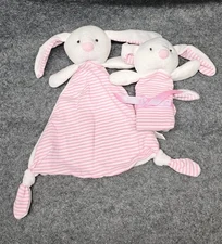 Grasslands Road Koala Bunny Rabbit Lovey Baby Blanket White Pink Stripe 