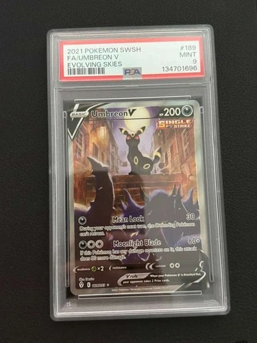 Pokemon Evolving Skies Umbreon V 189/203 Alternative Art Alt Holo Foil PSA 9