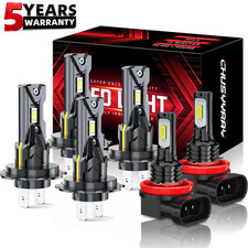 For BMW X5 2007-2013 LED Headlight Hi/Low Beam Fog Light Bulbs 6000K White Combo