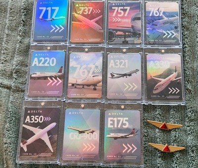 Delta Airline-Pilot Trading Cards-Set Of 11 released in 2022, plus  2 wings 