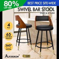 ALFORDSON 4x Bar Stools Padded PU Leather Swivel Metal Leg Kitchen Counter Chair