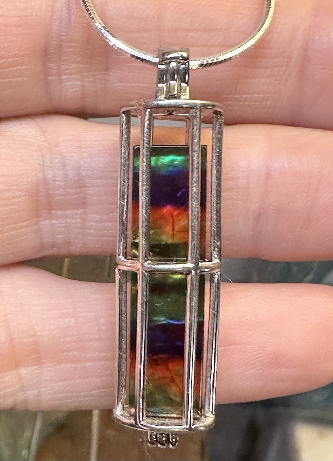 Gorgeous Caged Rectangular Ammolite Doublet 925 S… - image 12