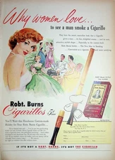 Original 1952 Vintage print Ad: Custom made holder for Robt. Burns Cigarillo