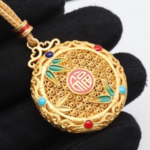 Authentic Pure S999 Silver Yellow Gold Plated Women Lucky Lotus Bamboo Pendant 11g 36*29mm
