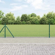 WALPLUS Fence with Posts Green 0.6x25 m Strong Galvanised Steel Mesh Roll